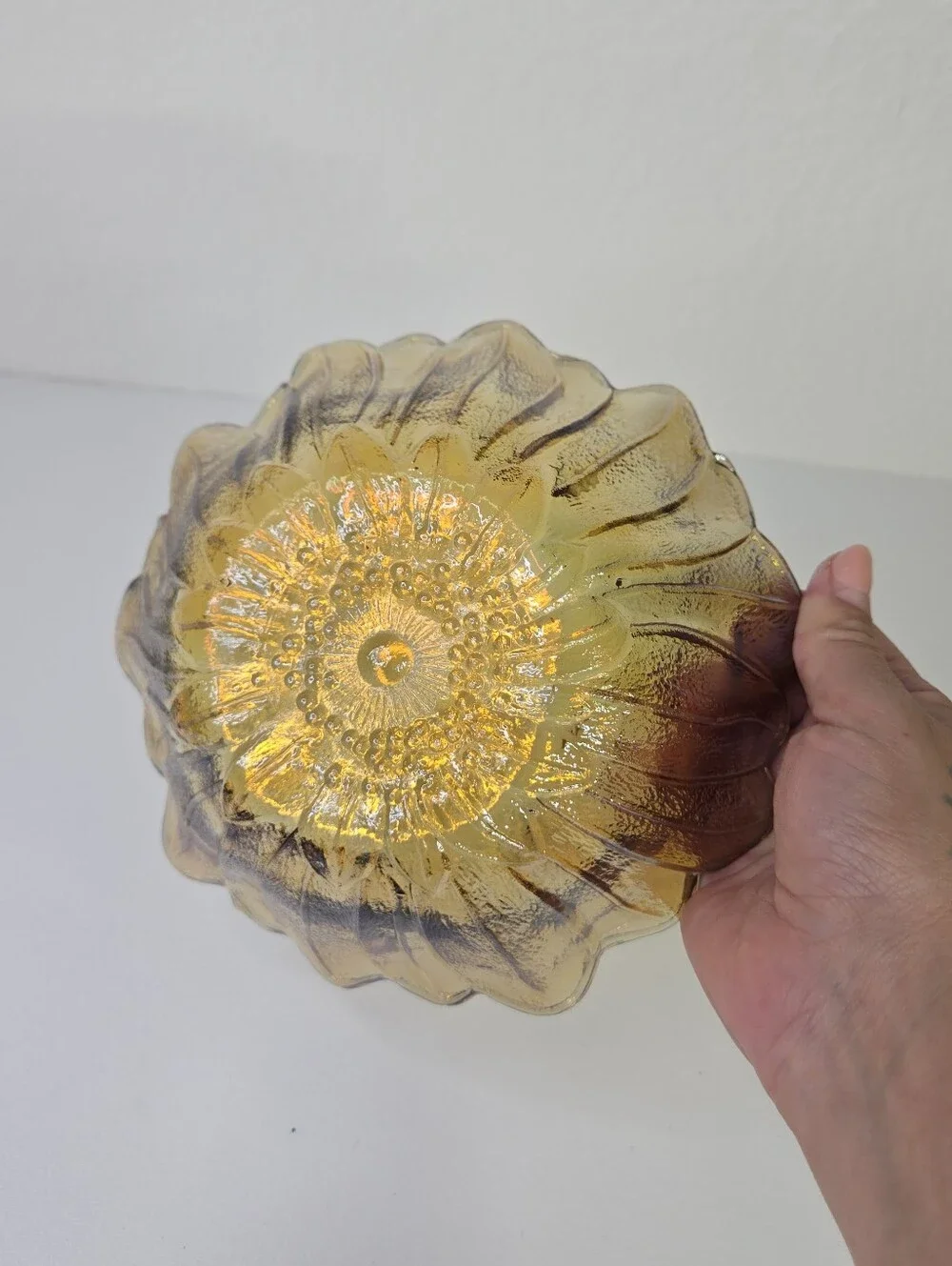 Vintage Indiana Iridescent Carnival Glass Marigold Sunflower Candy/Trinket Dish